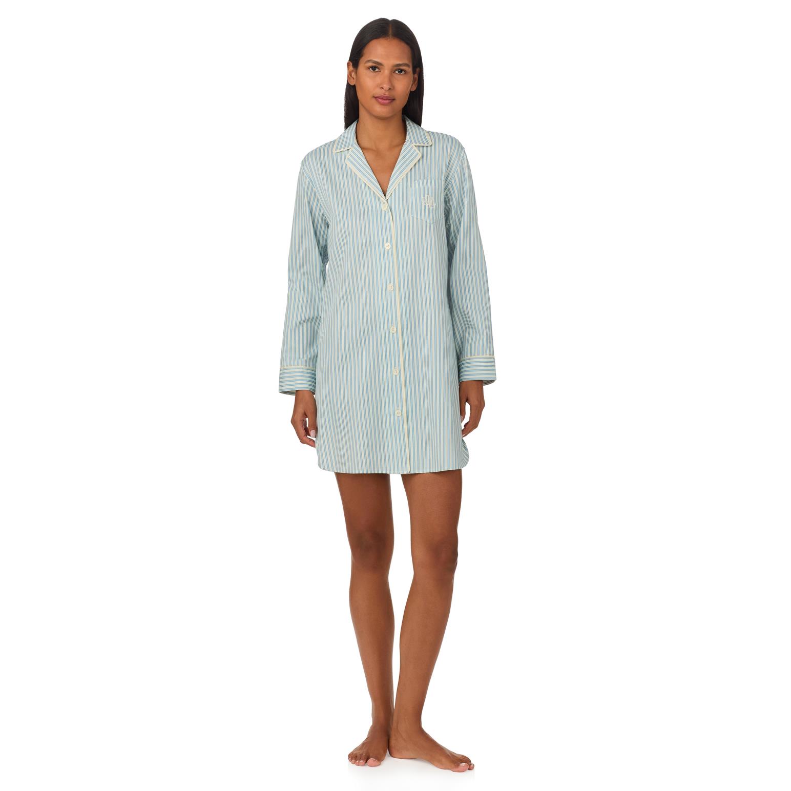 Lauren Ralph Lauren Classic Woven L/S Notch Collar Sleepshirt